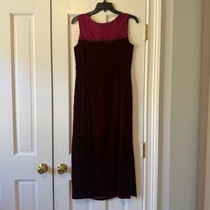 NWT Vintage Deadstock Burgundy Velvet Petite Sophisticate Maxi Dress Size 4